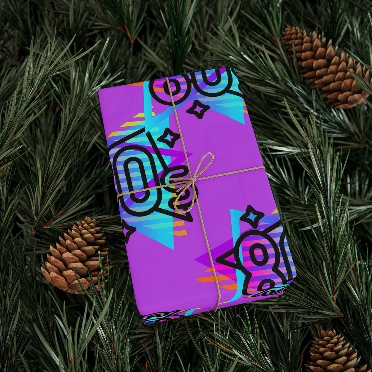 80s Retro Neon Pattern Wrapping Paper | Vaporwave Gift Wrap
