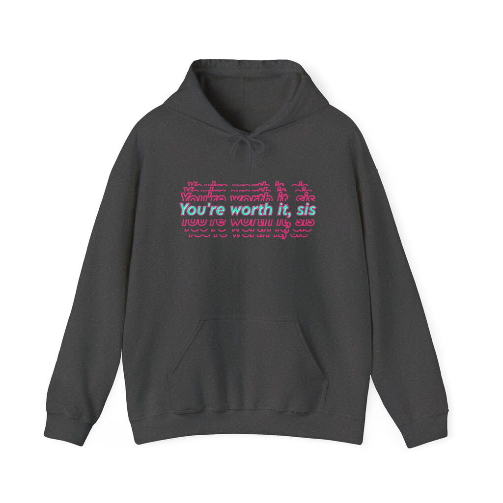 You're Worth It Pink Retro Text Hoodie Positive Affirmation Sweatshirt