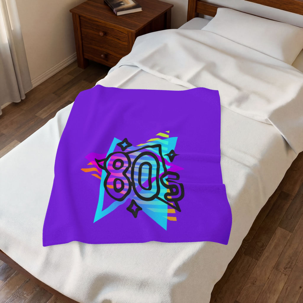 80s Retro Neon Graphic Velveteen Blanket