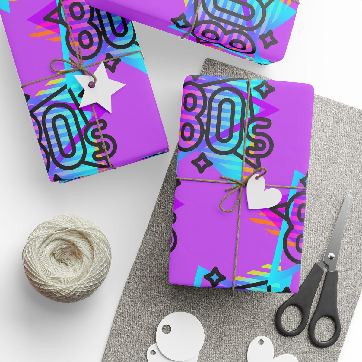 80s Retro Neon Pattern Wrapping Paper | Vaporwave Gift Wrap