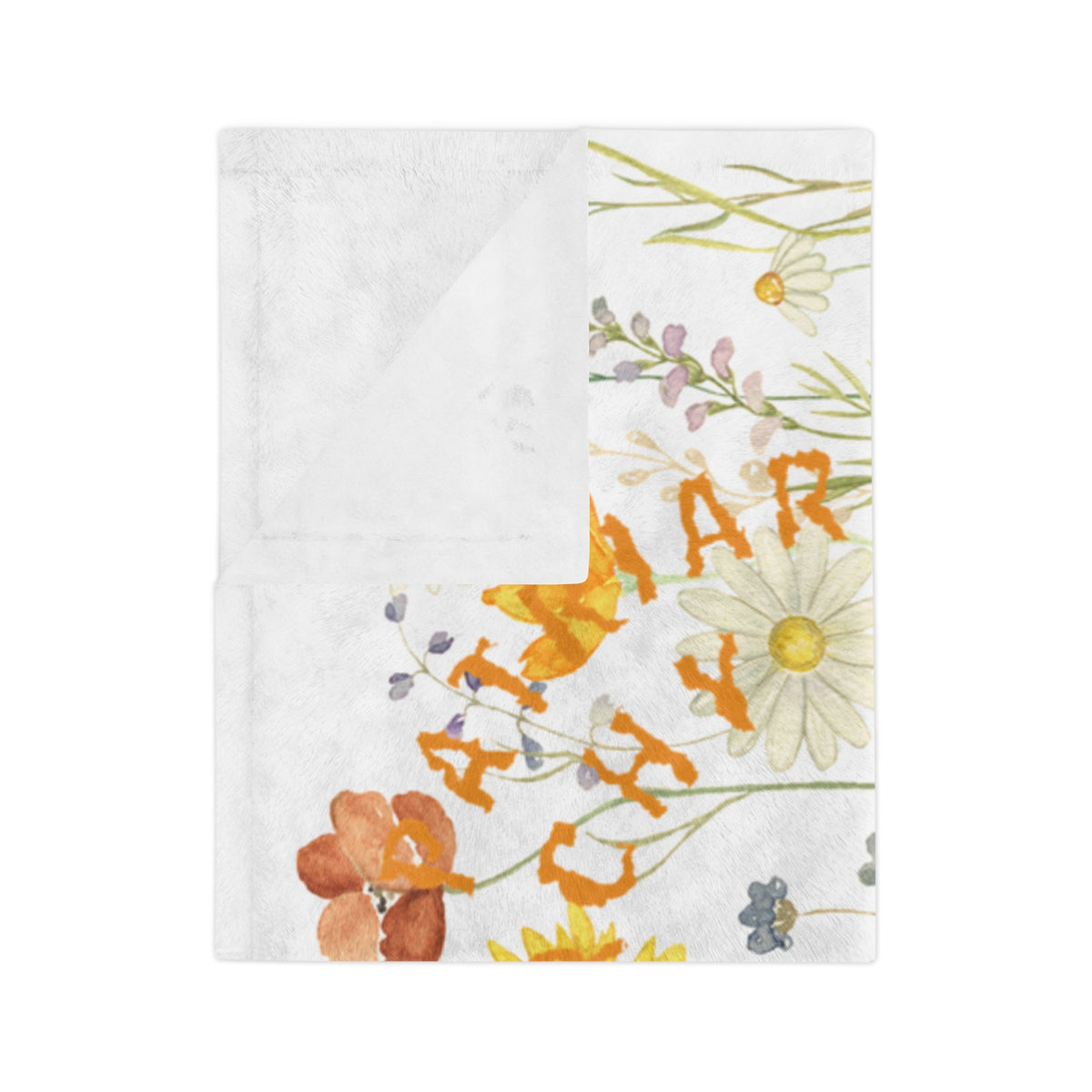 Wildflower Circle Script Blanket | Floral meadow typography throw