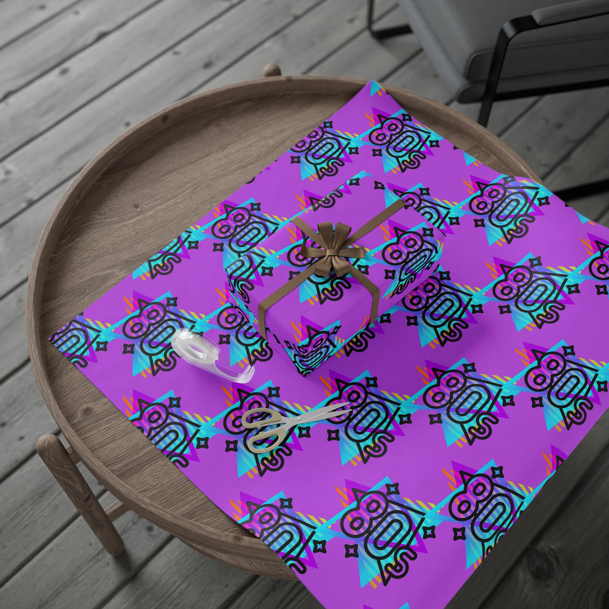 80s Retro Neon Pattern Wrapping Paper | Vaporwave Gift Wrap