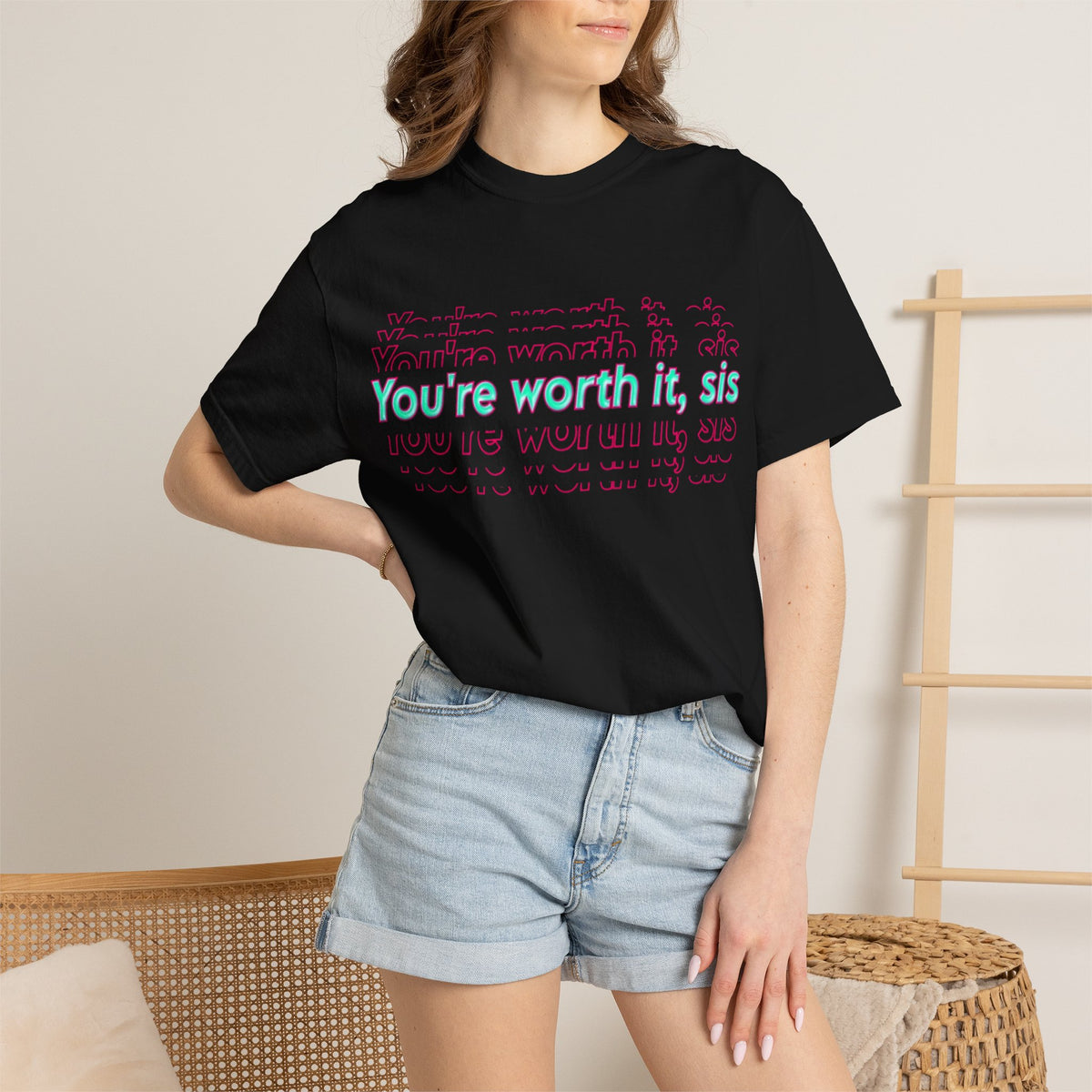 You're Worth It Sis, T-shirt Pastel Script Self Love Tee