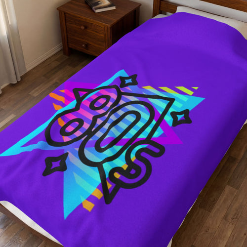 80s Retro Neon Graphic Velveteen Blanket