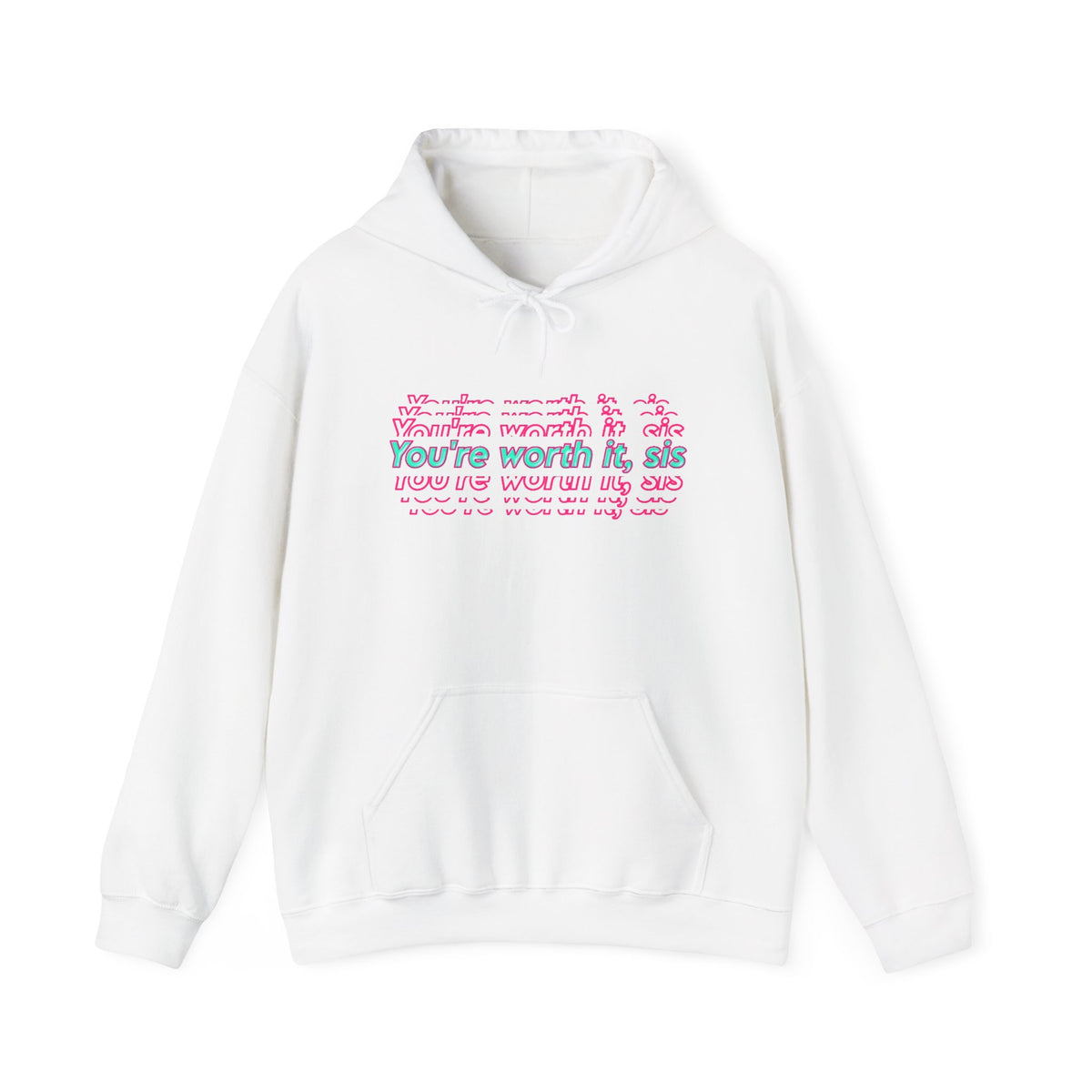You're Worth It Pink Retro Text Hoodie Positive Affirmation Sweatshirt