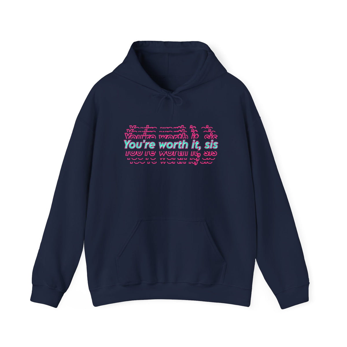 You're Worth It Pink Retro Text Hoodie Positive Affirmation Sweatshirt