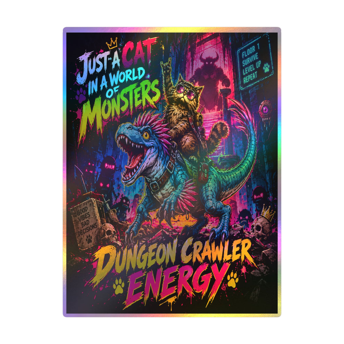 Dungeon Crawler Energy sticker | Kiss-Cut Vinyl Holographic Decal