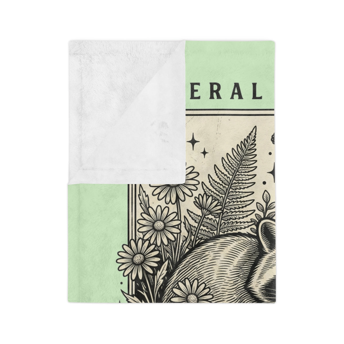 Feral in My Garden Era Velveteen Microfiber Blanket | Raccoon Botanical Illustration