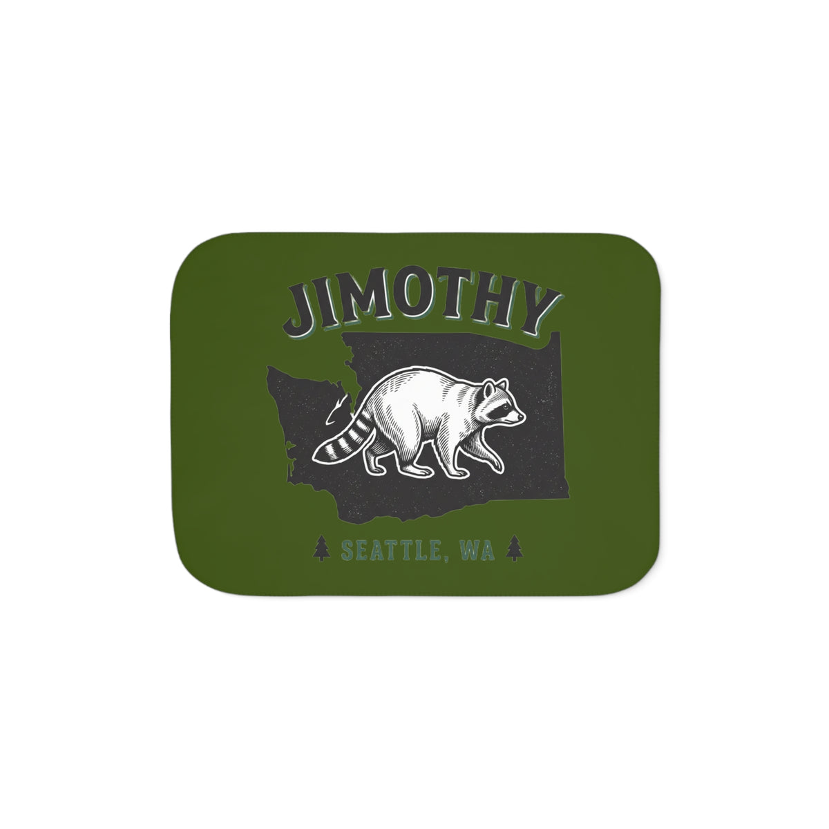 Raccoon Jimothy Washington State design Sherpa Blanket | Seattle forest cabin