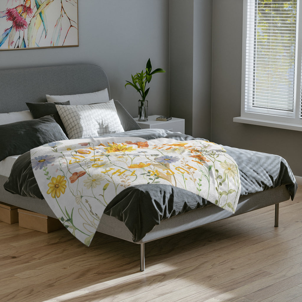 Wildflower Circle Script Blanket | Floral meadow typography throw
