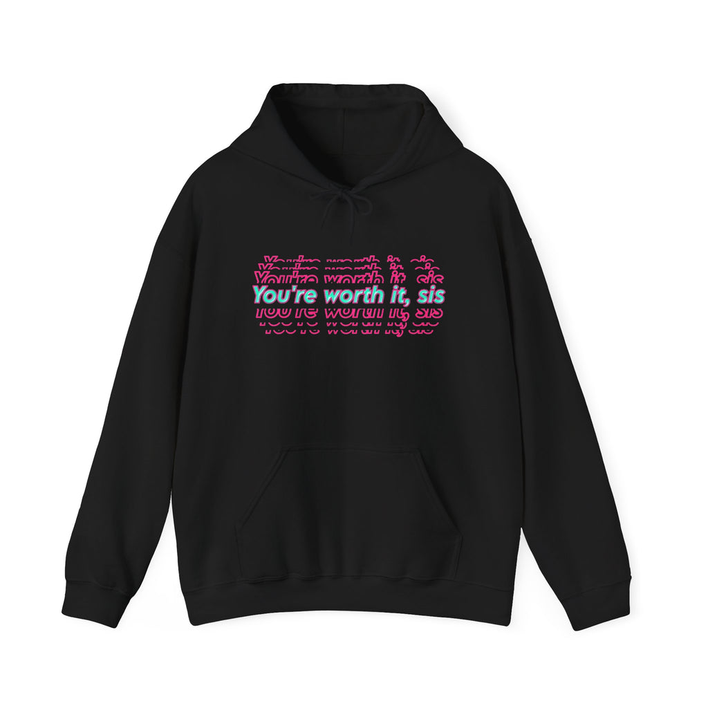 You're Worth It Pink Retro Text Hoodie Positive Affirmation Sweatshirt