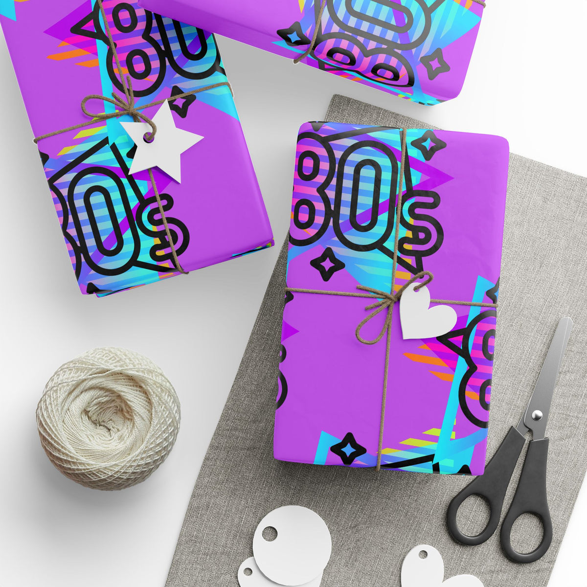 80s Retro Neon Pattern Wrapping Paper | Vaporwave Gift Wrap