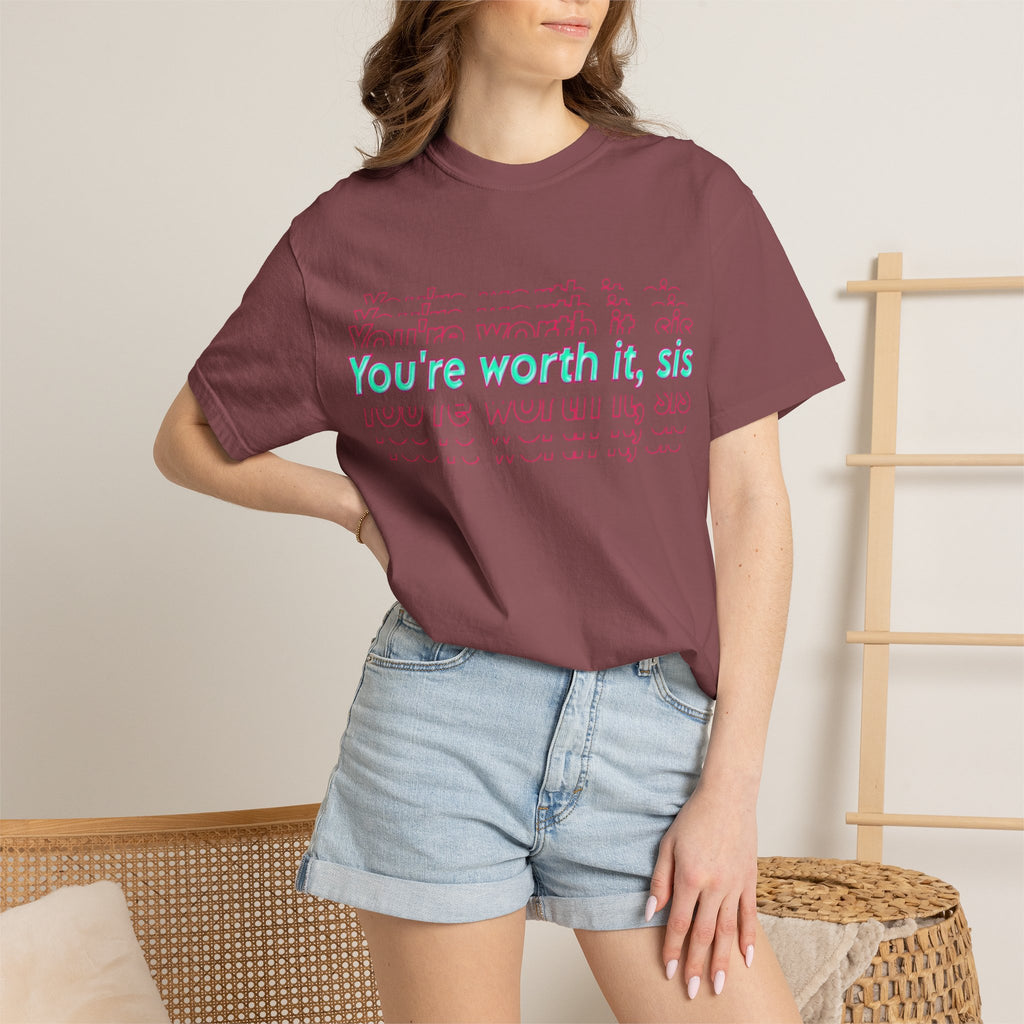 You're Worth It Sis, T-shirt Pastel Script Self Love Tee