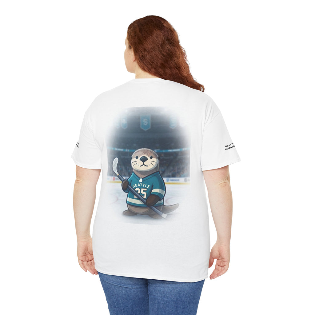 Seattle Otter Mascot Aquarium Manager T-Shirt | Hockey Arena Backprint