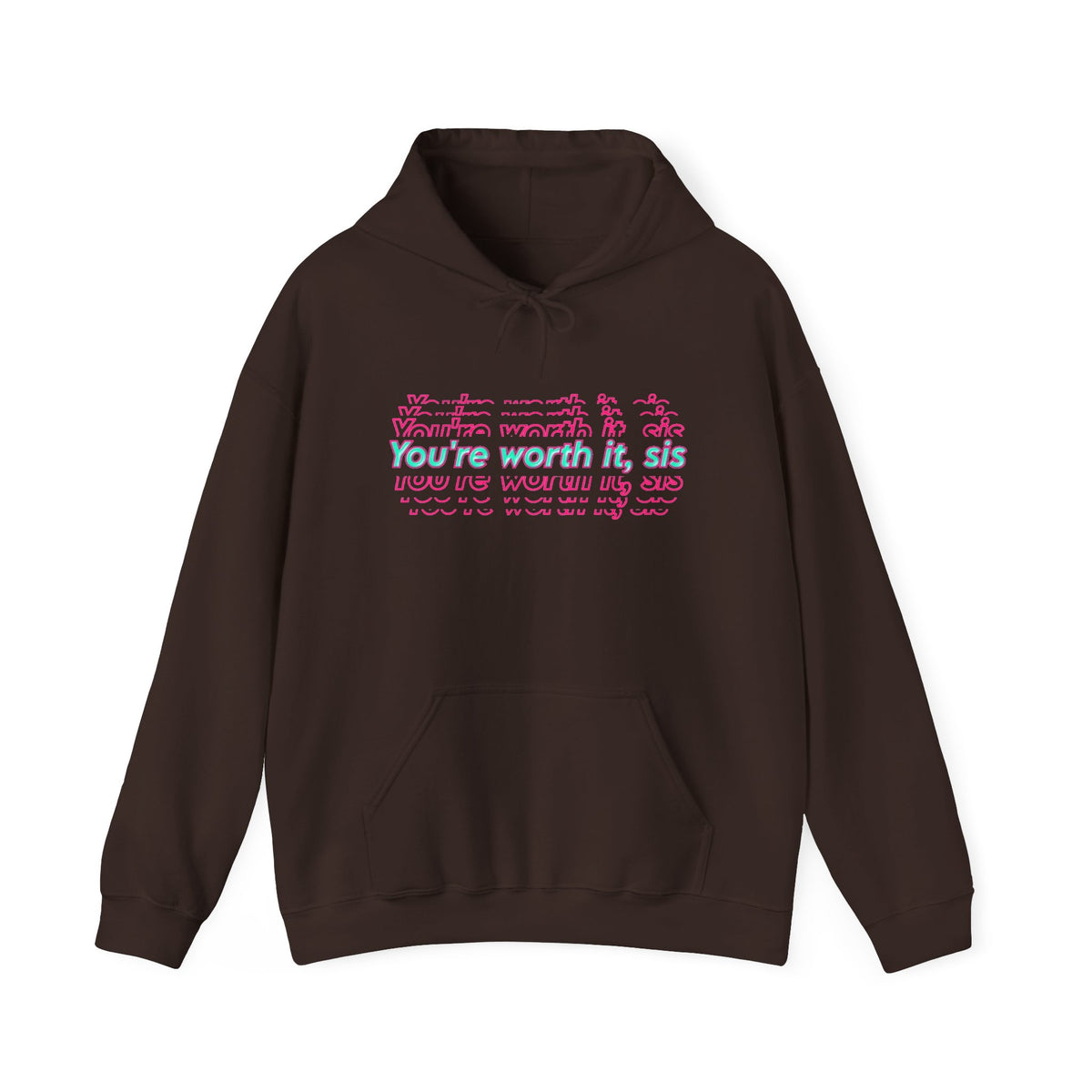 You're Worth It Pink Retro Text Hoodie Positive Affirmation Sweatshirt