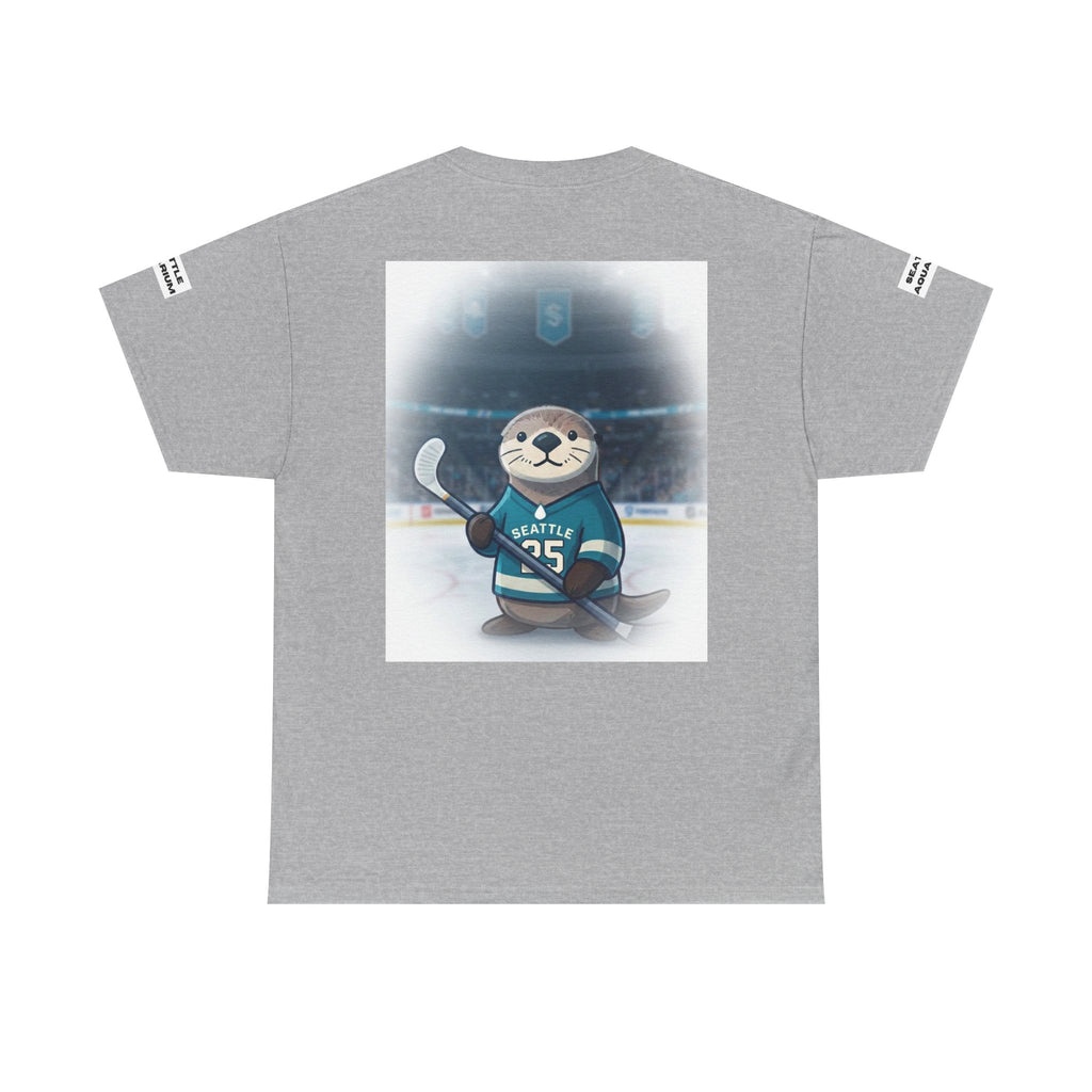 Seattle Otter Mascot Aquarium Manager T-Shirt | Hockey Arena Backprint