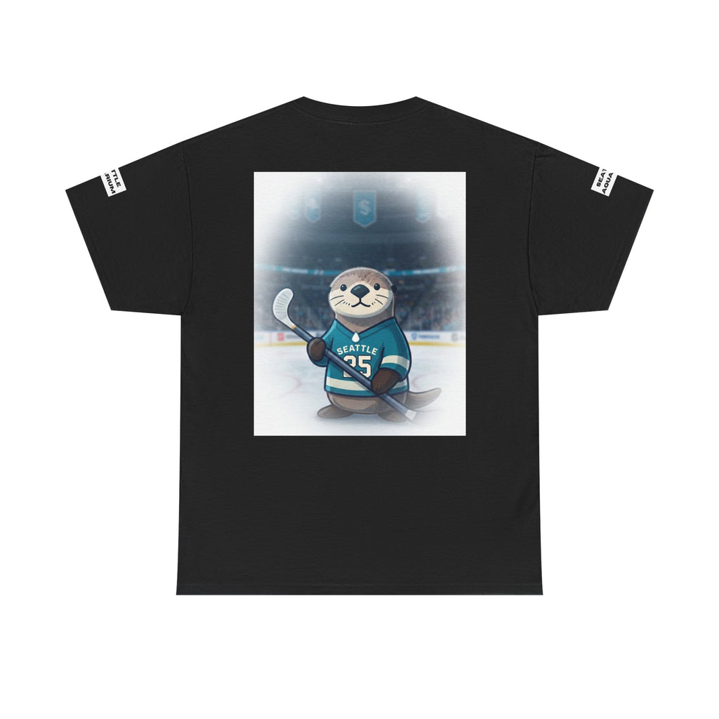 Seattle Otter Mascot Aquarium Manager T-Shirt | Hockey Arena Backprint