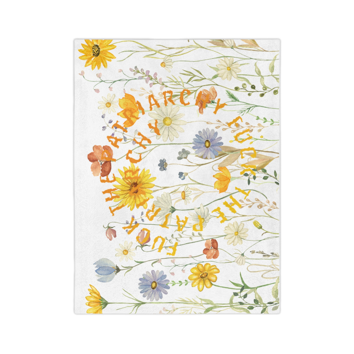 Wildflower Circle Script Blanket | Floral meadow typography throw