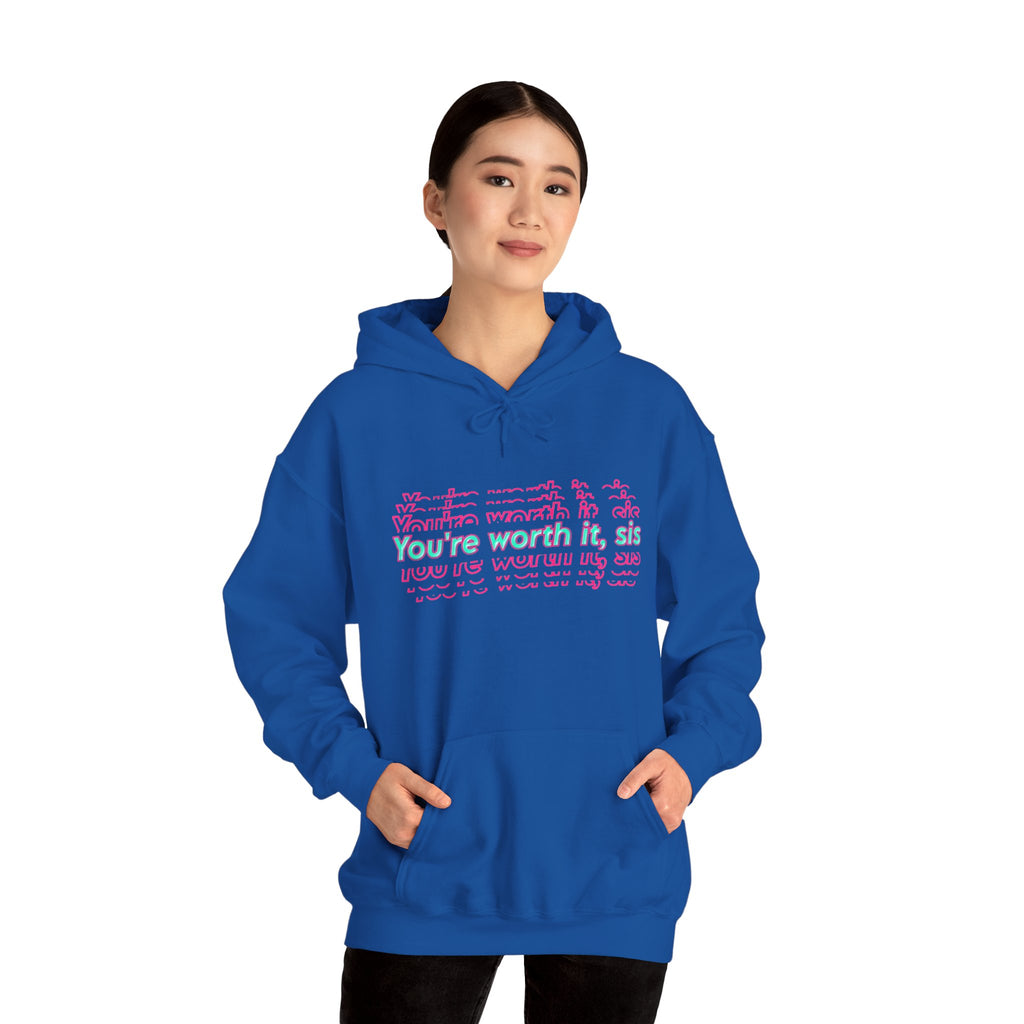 You're Worth It Pink Retro Text Hoodie Positive Affirmation Sweatshirt