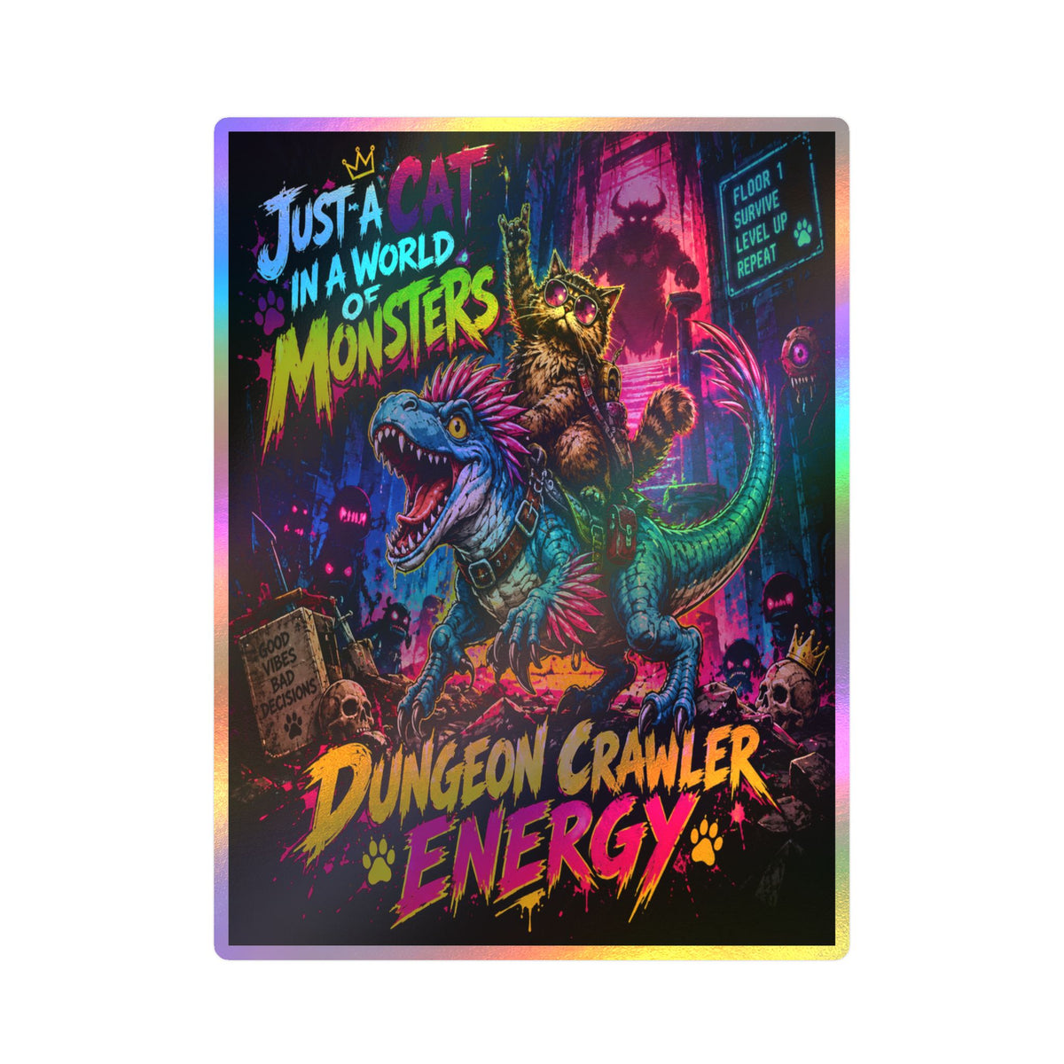 Dungeon Crawler Energy sticker | Kiss-Cut Vinyl Holographic Decal