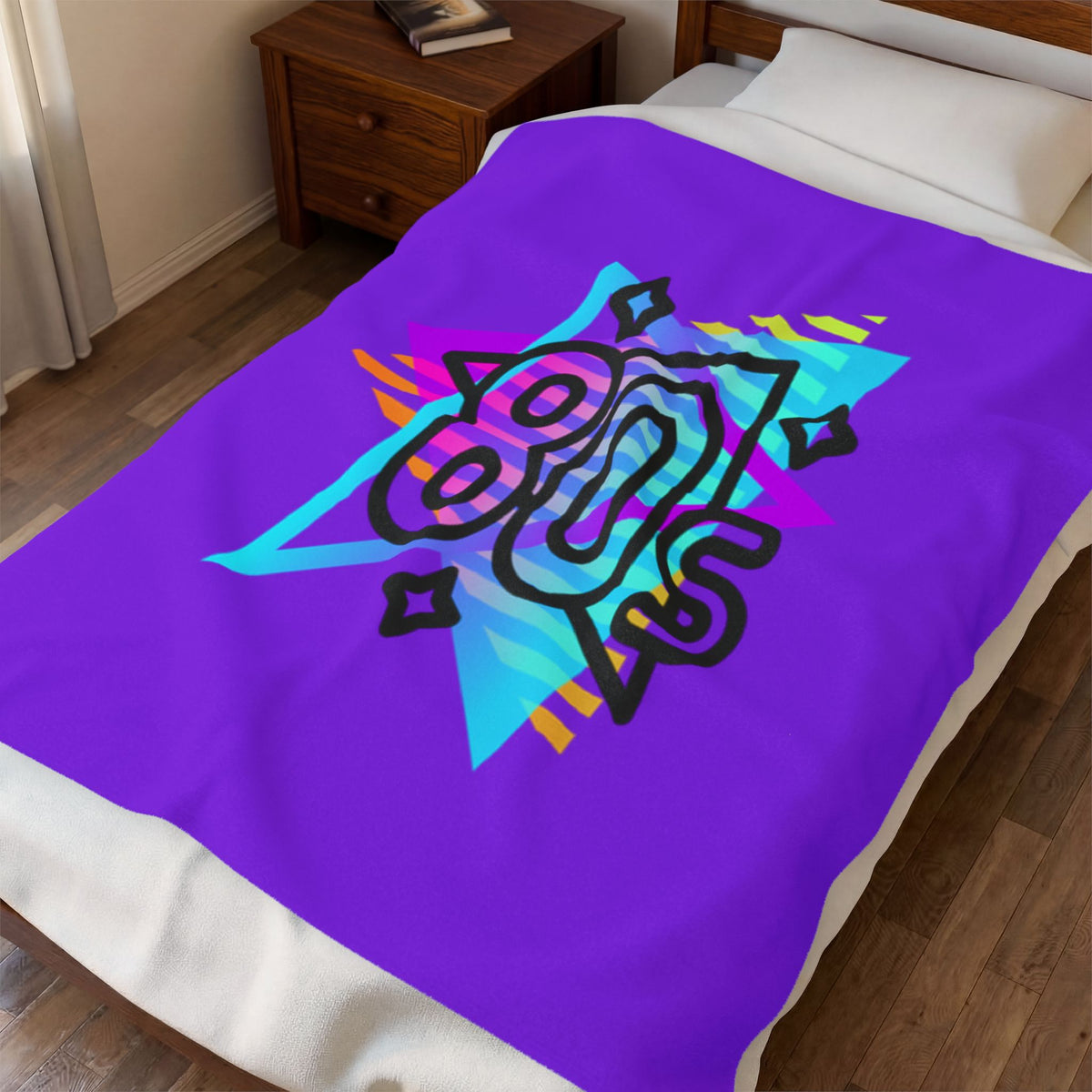 80s Retro Neon Graphic Velveteen Blanket