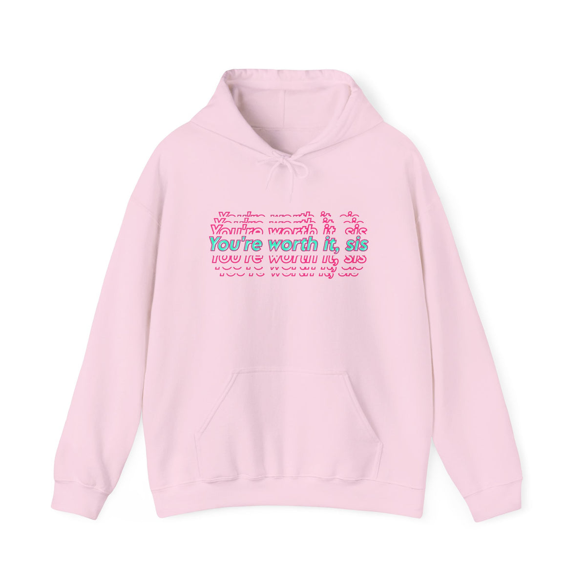You're Worth It Pink Retro Text Hoodie Positive Affirmation Sweatshirt