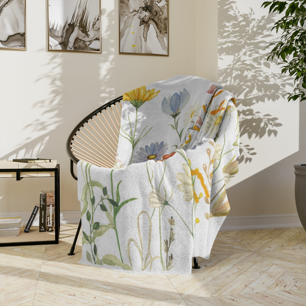 Wildflower Circle Script Blanket | Floral meadow typography throw