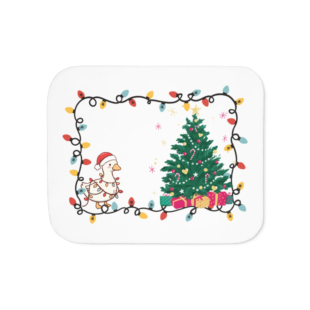 Christmas Tree with Ducklings Sherpa Blanket | Holiday Lights, Presents