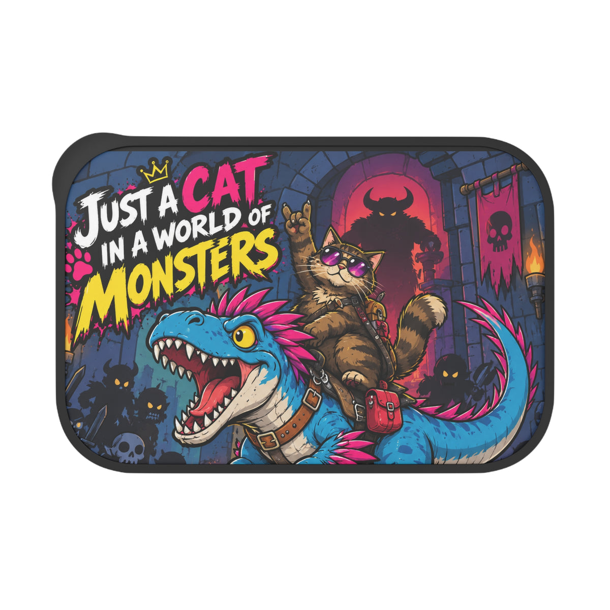 Just a Cat in a World of Monsters Bento Box | PLA Lunchbox with Utensils