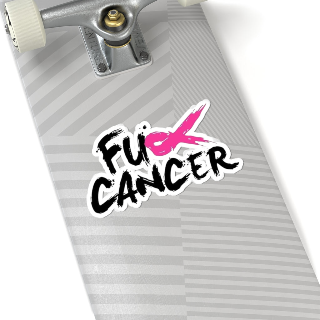 Fuck Cancer sticker | pink ribbon awareness kiss-cut sticker
