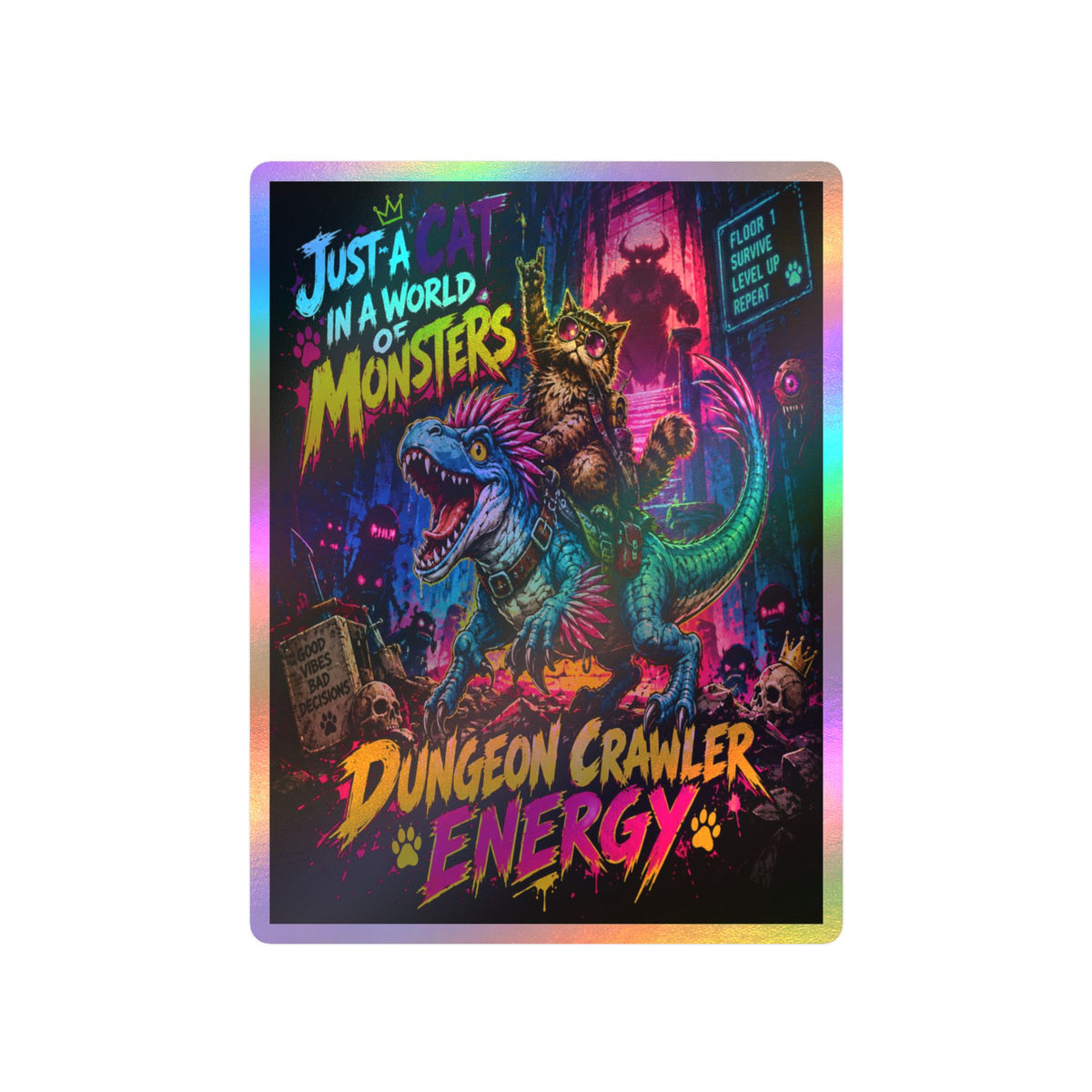 Dungeon Crawler Energy sticker | Kiss-Cut Vinyl Holographic Decal