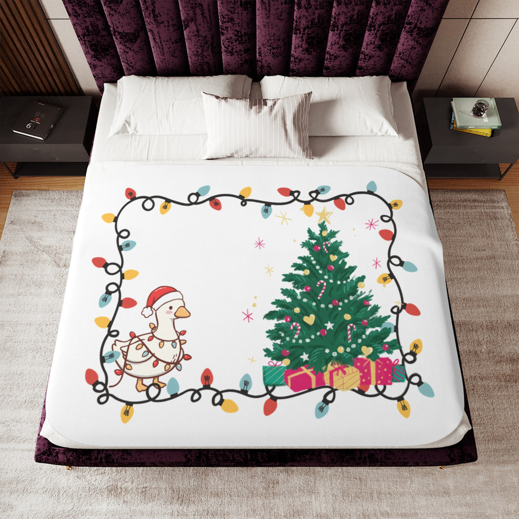 Christmas Tree with Ducklings Sherpa Blanket | Holiday Lights, Presents