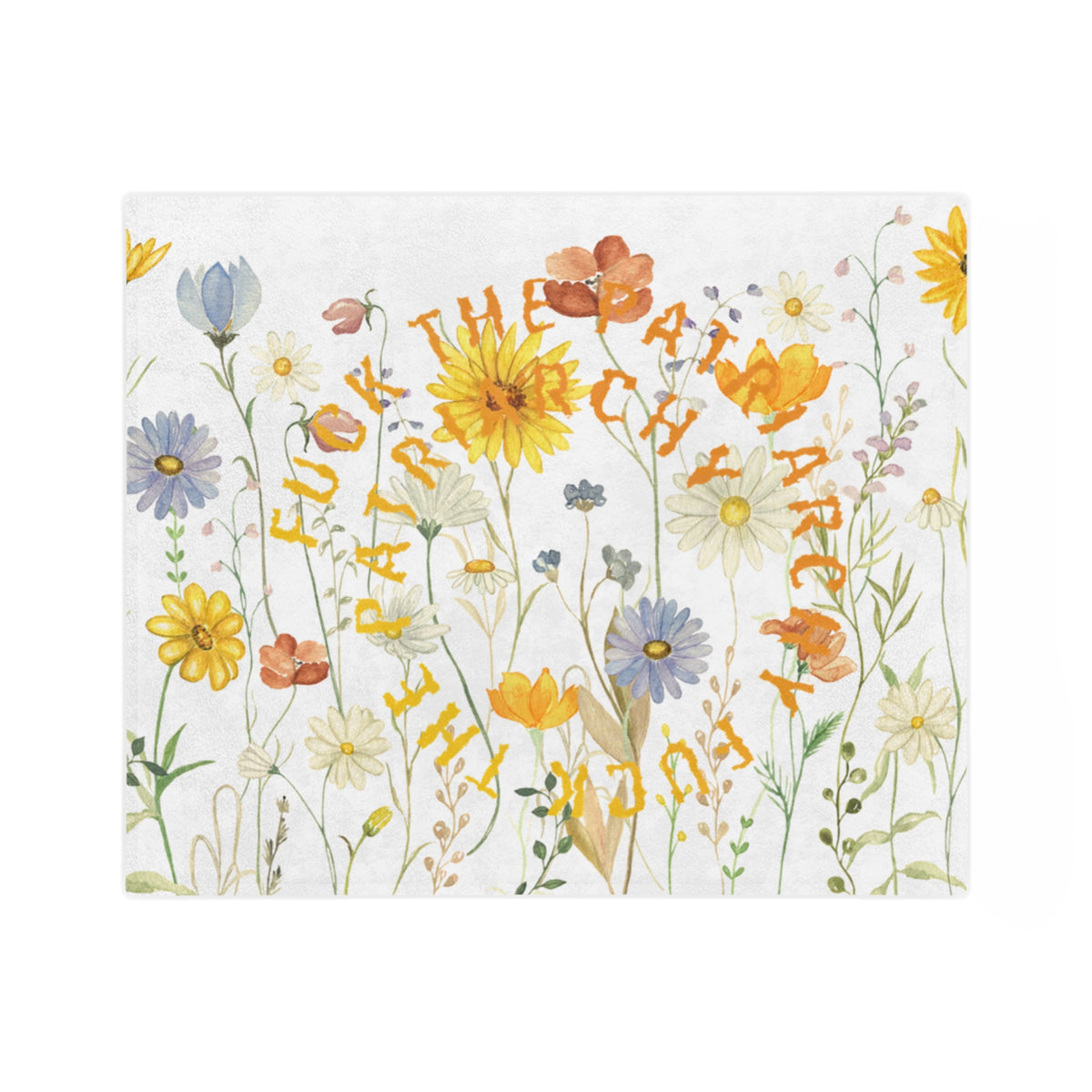Wildflower Circle Script Blanket | Floral meadow typography throw