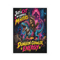 Dungeon Crawler Energy Cat Riding Dinosaur Sticker | Kiss-Cut Vinyl Decal