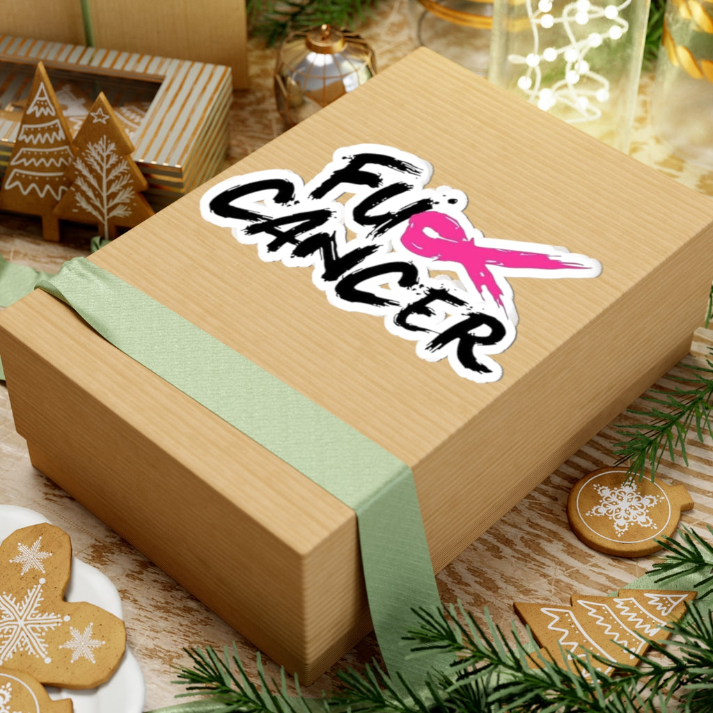 Fuck Cancer sticker | pink ribbon awareness kiss-cut sticker